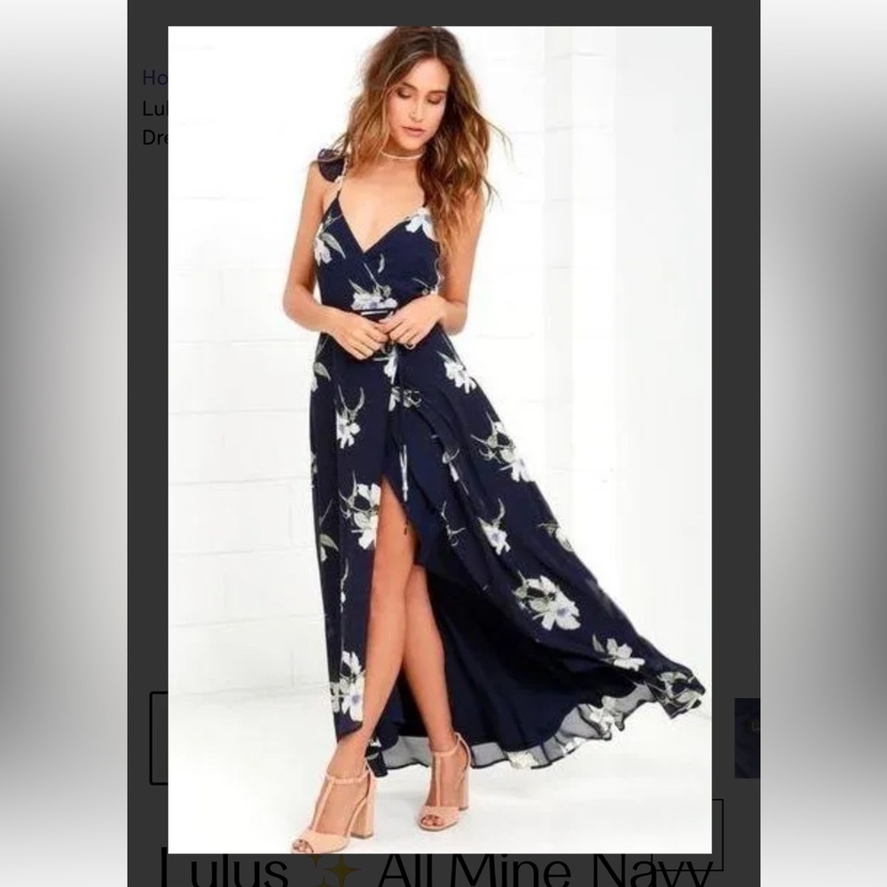 NWT - Lulu’s Navy Blue Floral Print Wrap Dress Sz S Blue
White All Mine